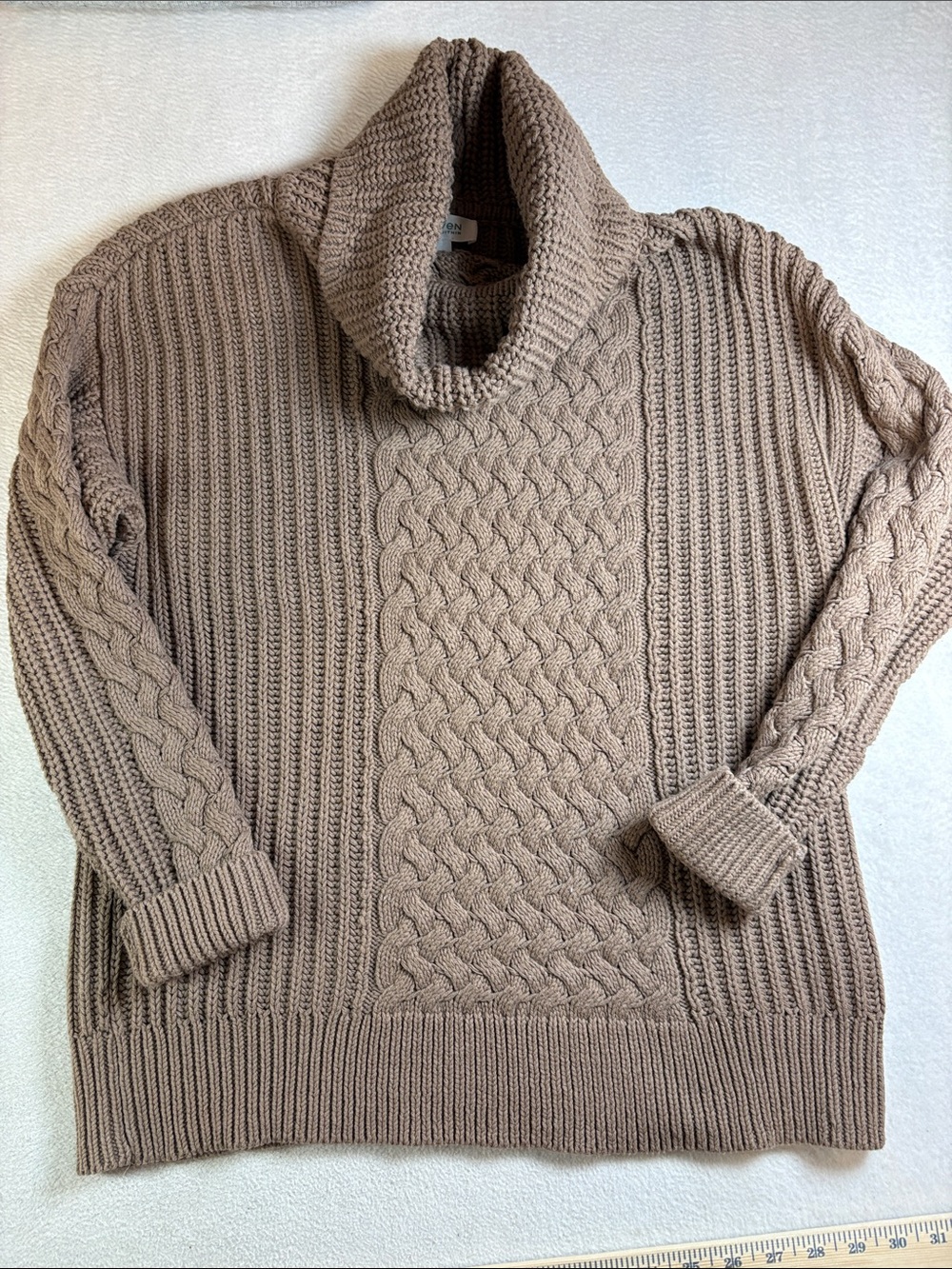 Have Men's Cable Knit Turtleneck Sweater - Taupe Brown